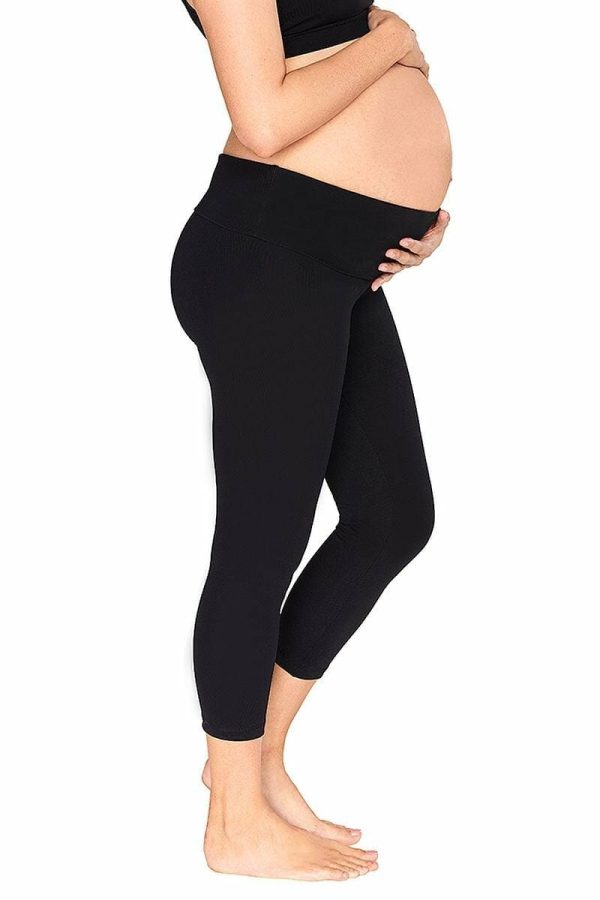 Abi and Joseph Active Mum Hold Me Maternity Tight, Colour Black, Low Waist View