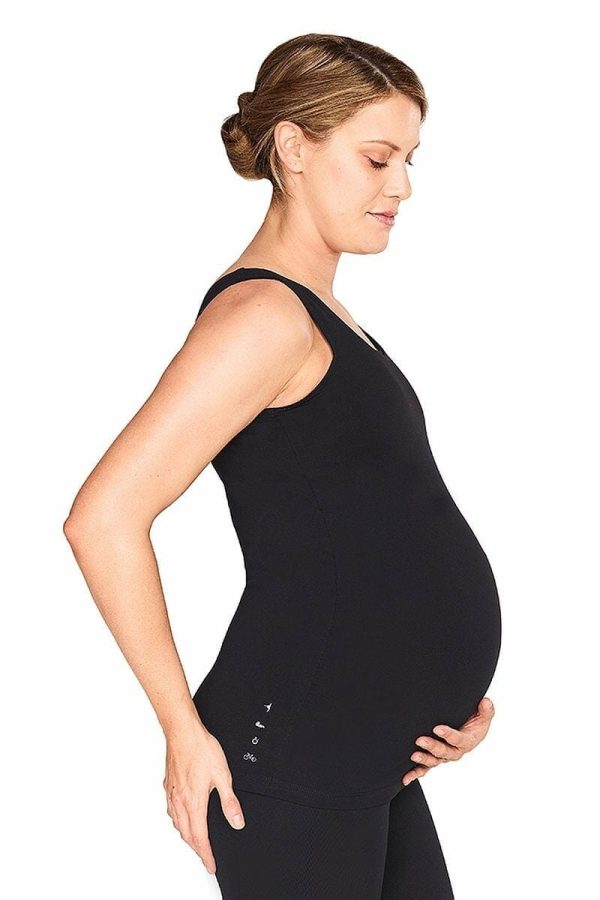 Abi and Joseph Active Mum Mind the Bump Maternity Tank, Colour Black, Side View