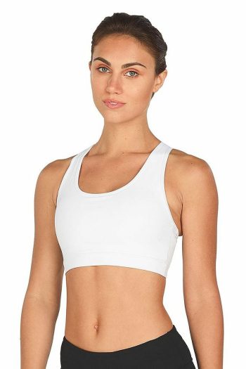 Abi and Joseph Leo Hi-Tech Sports Bra, White, Front View