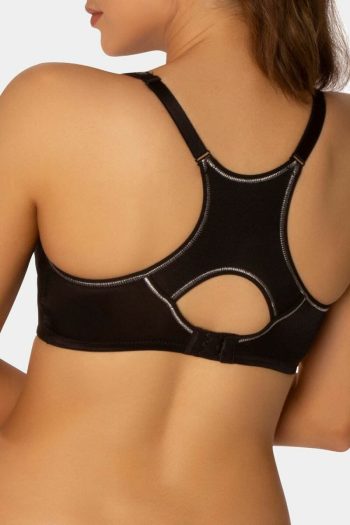 Triumph Triaction Racerback Sports Bra, Black, Back View