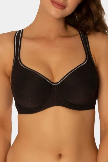 Triumph Triaction Racerback Sports Bra, Black, Front View