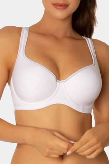 Triumph Triaction Racerback Sports Bra, White, Front View
