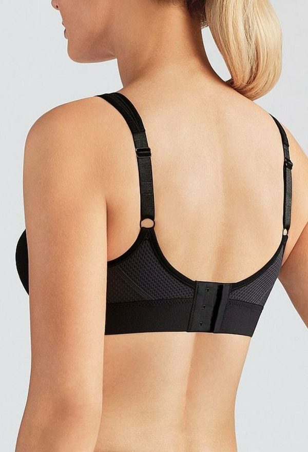 Amoena Power Sports Bra, Colour Black Grey, Back View