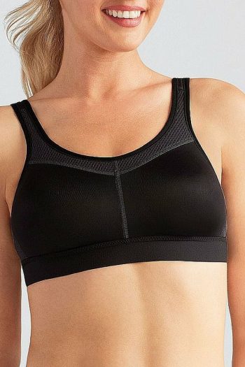 Amoena Power Sports Bra, Colour Black Grey, Front View