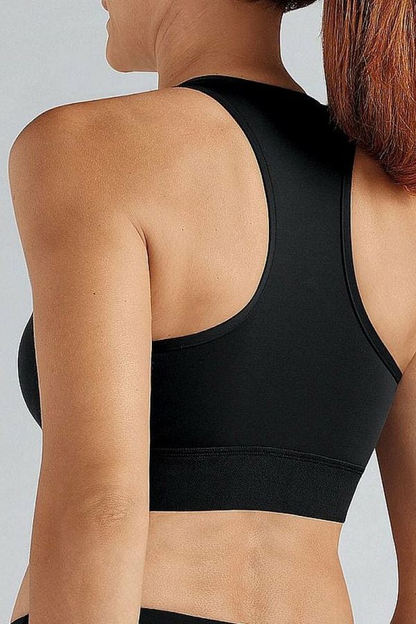 Amoena Zipper Bra, Colour Black, Back View