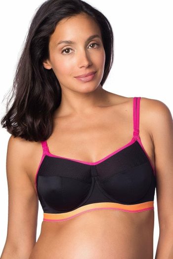 Hotmilk Activate Flexiwire Nursing Bra, Colour Black, Front View