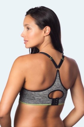 Hotmilk-Vitality Yoga Nursing Bra, Colour Grey Marle, Back View