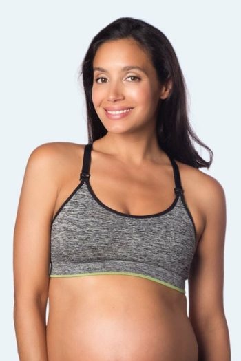 Hotmilk-Vitality Yoga Nursing Bra, Colour Grey Marle, Front View