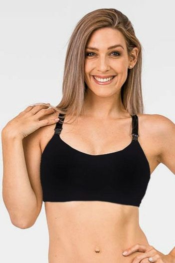 Cadenshae Fit2Feed Activewear Nursing Sports Bra, Colour Black, Front View