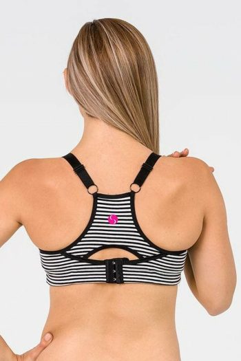 Cadenshae Fit2Feed Activewear Nursing Sports Bra, Colour Striped, Back View