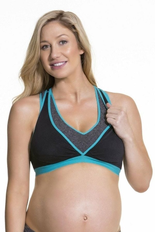 Cake Maternity Lotus Yoga & Pumping Bra, Colour Teal, Access View