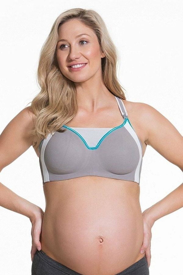 Cake Maternity Zest Flexi Wire Sports Bra, Colour Grey, Front View