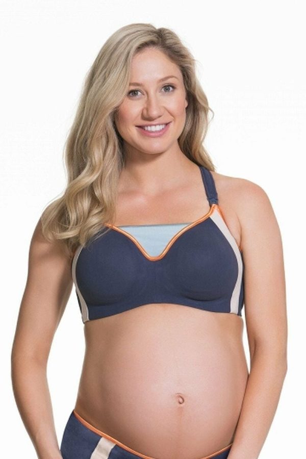 Cake Maternity Zest Flexi Wire Sports Bra, Colour Navy Blue, Front View
