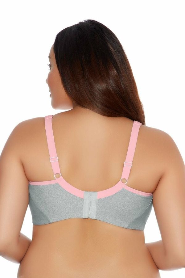 Goddess Sport Soft Cup Sports Bra, Colour Gray Heather, Back View