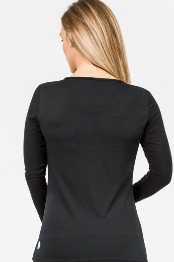 Cadenshae Bamboo Long Sleeve Top, Colour Black, Back View