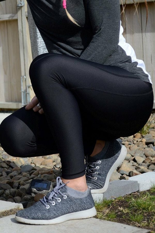 Cadenshae Classic Leggings Full Length, Colour Black, Crouched View