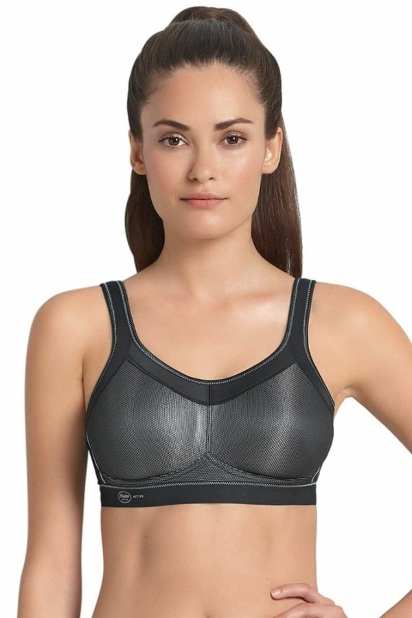 Anita Active Momentum Wirefree Sports Bra, Black, Front View