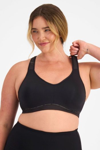 Berlei Electrify Mesh Underwire Crop, Black, Front View