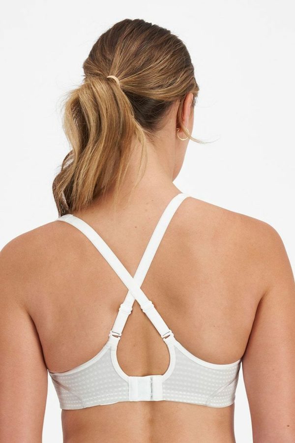 Berlei Electrify Mesh Wirefree Bra, White, Crossed Back View