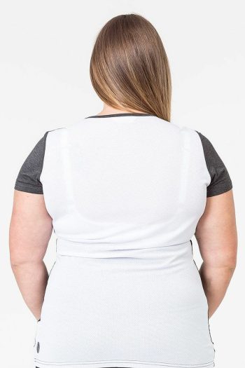 Cadenshae Bamboo Workout Tee, Grey White, Back View