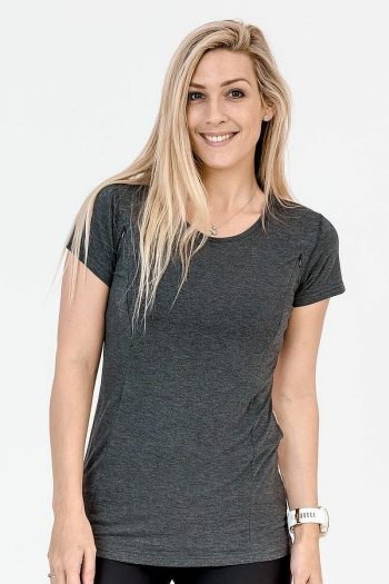 Cadenshae Bamboo Workout Tee, Grey White, Front View