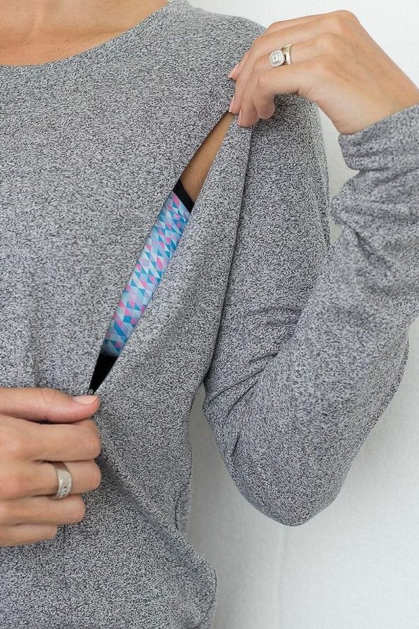 Cadenshae Crew Neck Jumper, Grey Marle, Close Up View