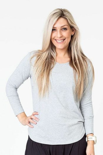 Cadenshae Cruise Long Sleeve Top, Light Grey, Front View