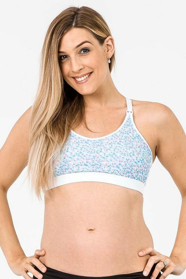 Cadenshae Smoothie Maternity Sports Crop - Confetti/White