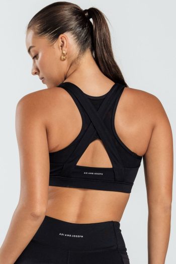 Abi and Joseph Leo Hi-Tech Sports Bra, Black, Back View