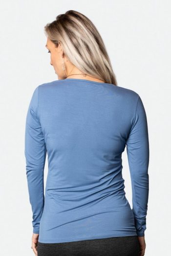 Cadenshae Bamboo Long Sleeve Top, Baltic Blue, Back View