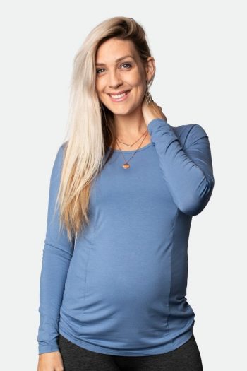 Cadenshae Bamboo Long Sleeve Top, Baltic Blue, Front View