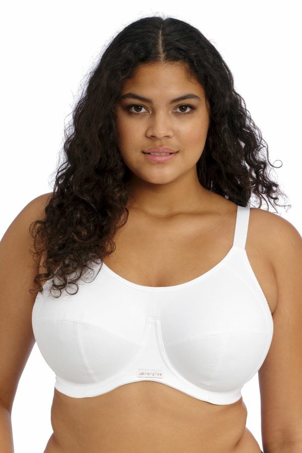 Elomi Energise Underwired Sports Bra, White, Front View