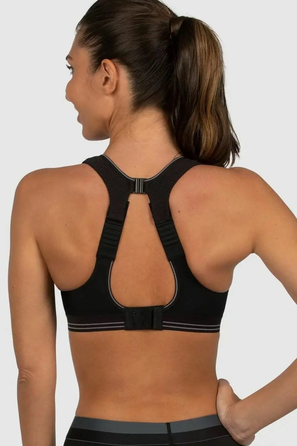 Base Compression - Cross-Back Sports Bra - Black - Run Vault