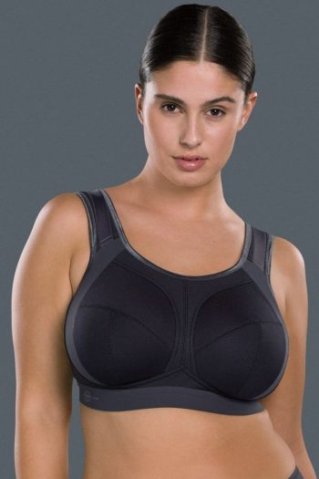 Anita Active Extreme Control Plus Sports Bra, Black Grey, Front View