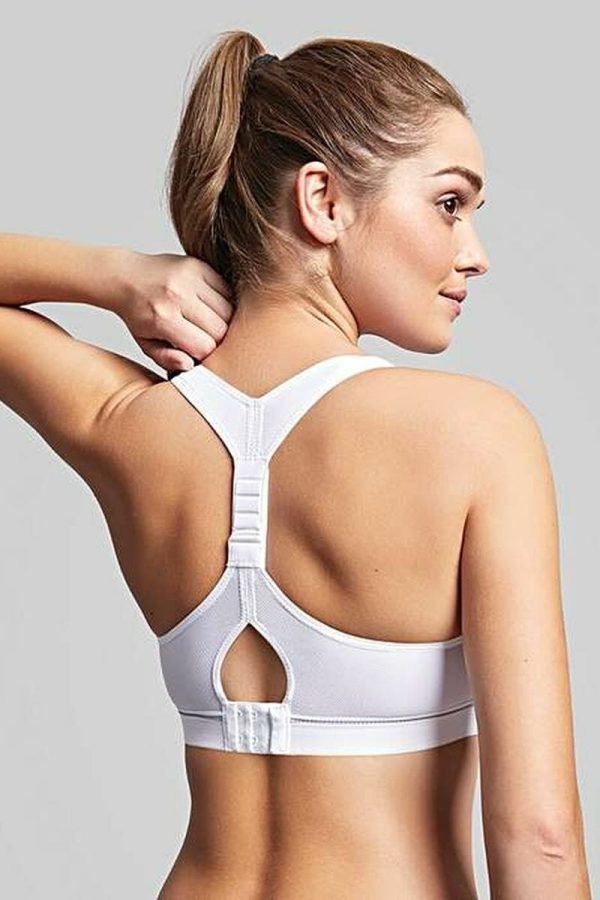 Royce Impact Free Flex Fit Sports Bra, White, Back View