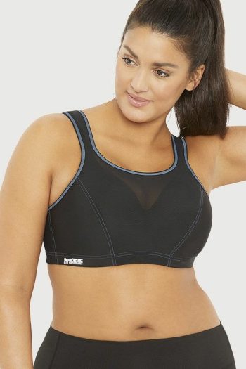 Glamorise Sport High Impact Cami Underwire Sports Bra, Black, Front View