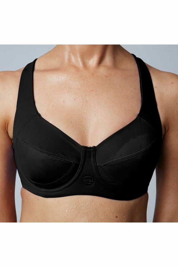 Sixty4 Compression Minimiser Bra, Black, Front View