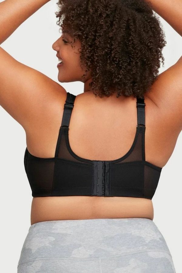 Glamorise Sport Magic Lift Seamless Sports Bra, Black, Back View