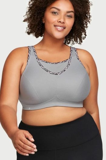 Glamorise Sport No-Bounce Camisole Sports Bra, Soft Grey, Front View