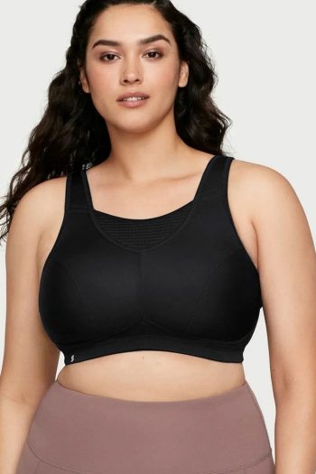 Glamorise Sport_No-Bounce Camisole Elite Sports Bra, Black, Front View
