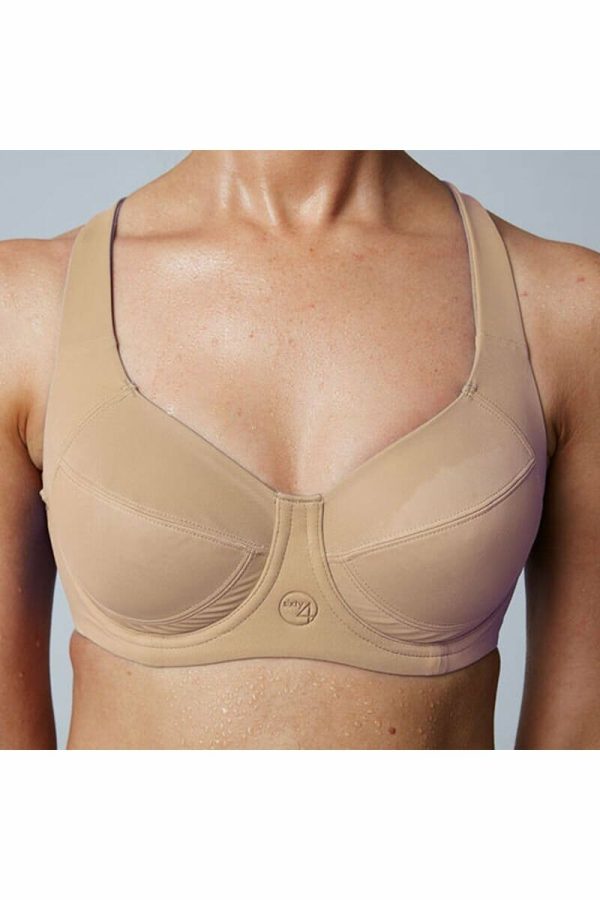Sixty4 Compression Minimiser Bra, Latte, Front View