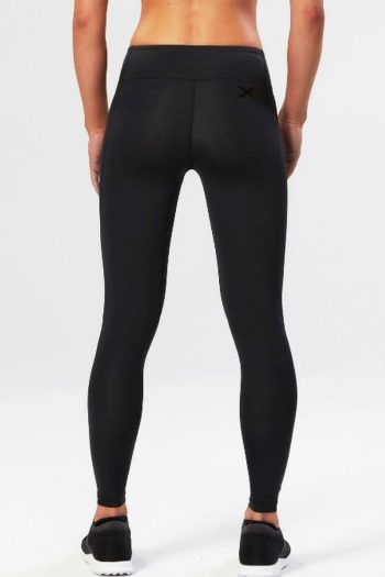 2XU Mid-Rise Compression Tights, Black, Back View