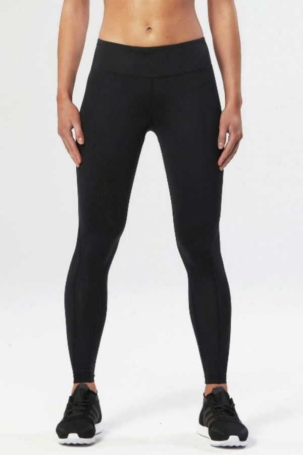 2XU Mid-Rise Compression Tights, Black, Front View