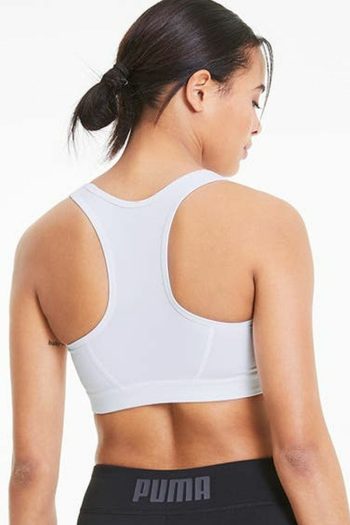 Puma 4 Keeps Training Sports Bra, White, Back View