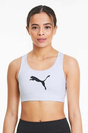 Puma 4 Keeps Training Sports Bra, White, Front View