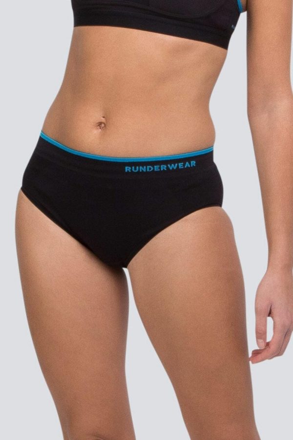 Runderwear Women's Running Hipster, Black, Front View