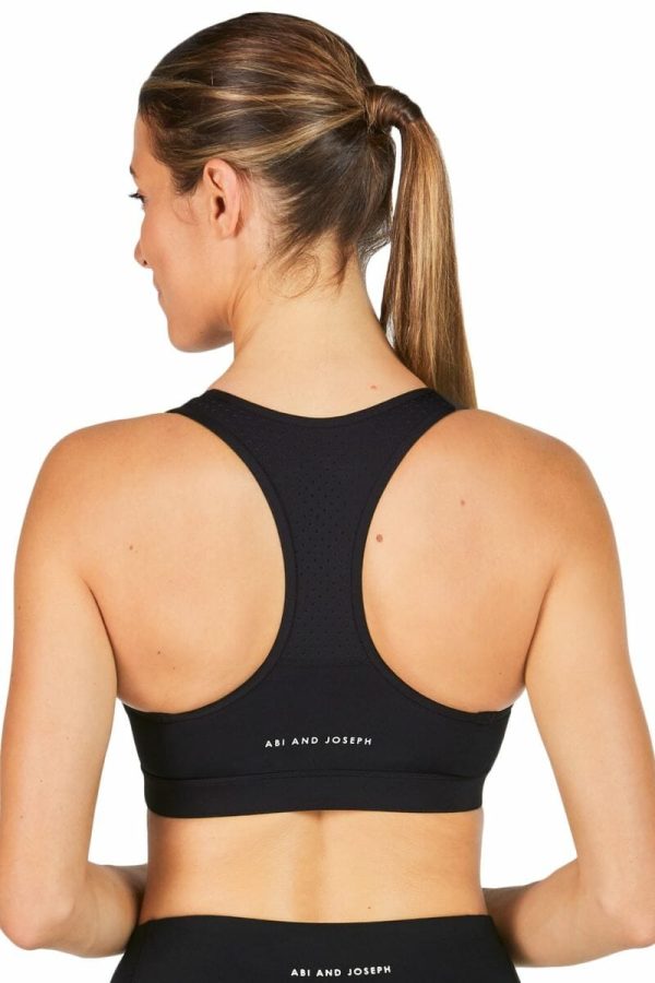 Abi and Joseph Run Swim Racerback Crop, Black, Back View