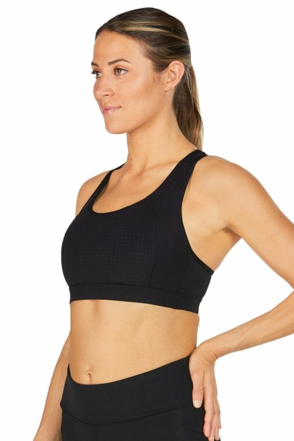 Abi and Joseph Run Swim Racerback Crop, Black, Front View