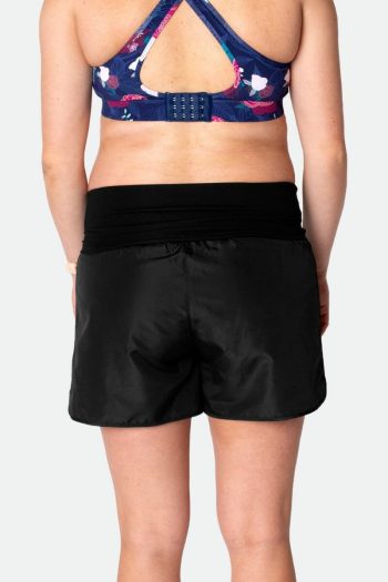 Cadenshae Flex High Waisted Running Shorts, Black, Back View