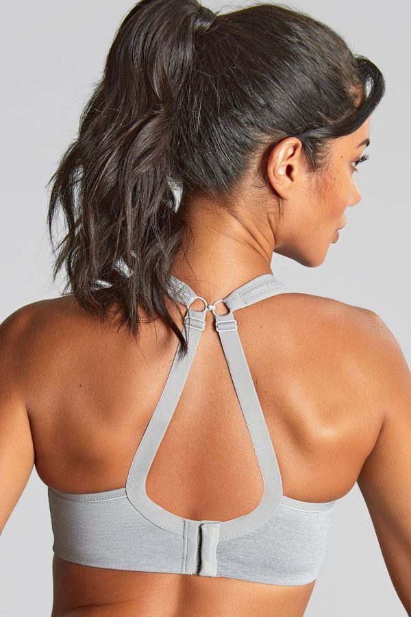 Panache Power Underwired Sports Bra, Grey Marl, Clipped Back View